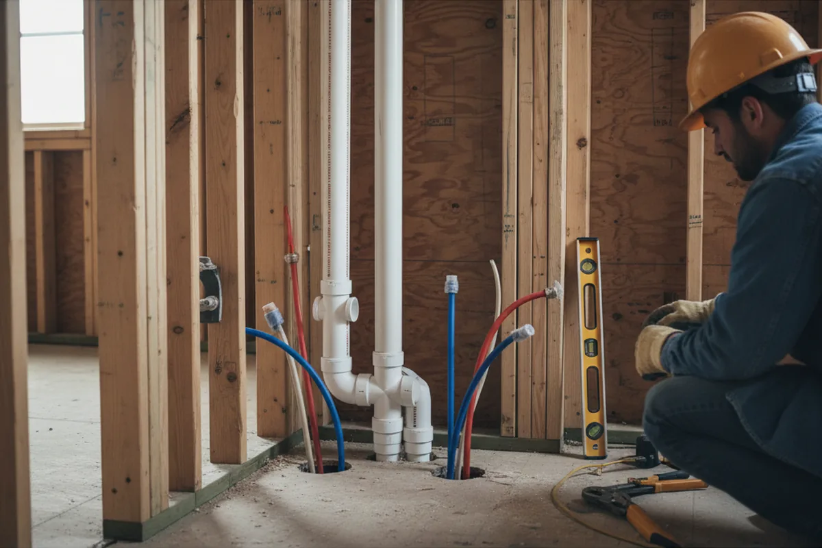 Drain and supply rough-in during Drain Cleaning in New Richmond