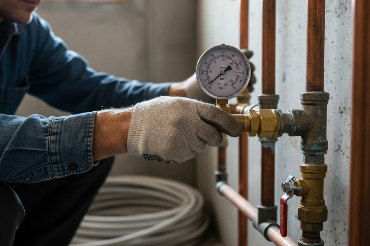 Pressure testing a repaired line during Water Line Repair in New Richmond