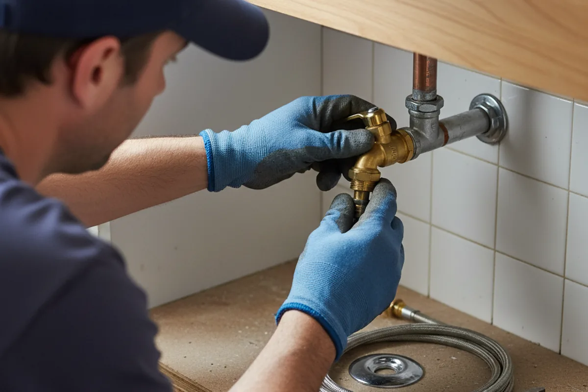 Shutoff valve and fitting work during Burst Pipe Repair in New Richmond